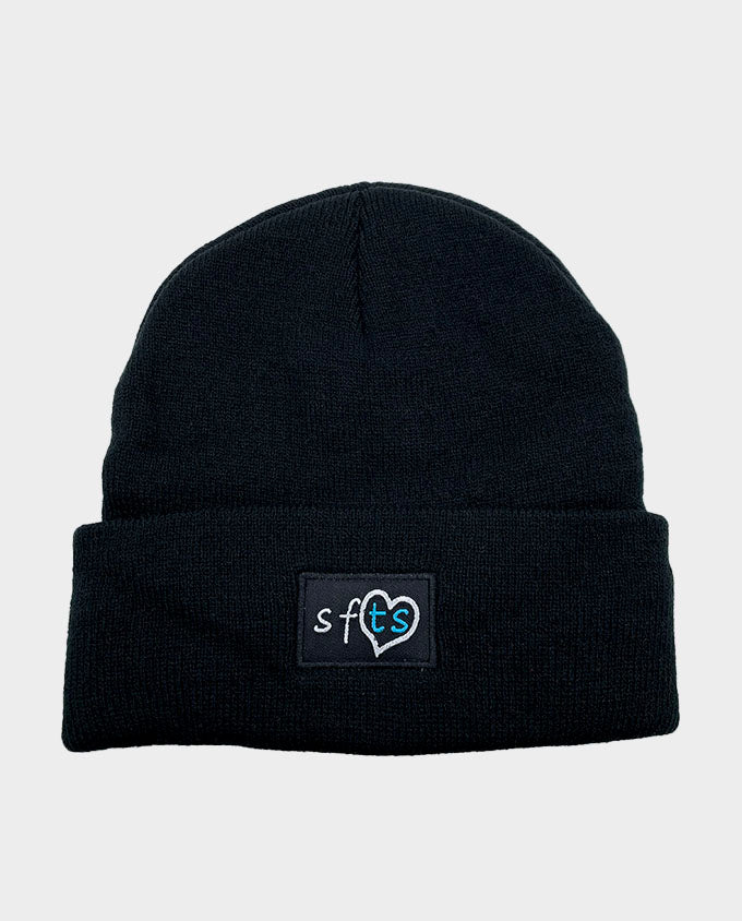 Cuffed black beanie with SFTS image 0