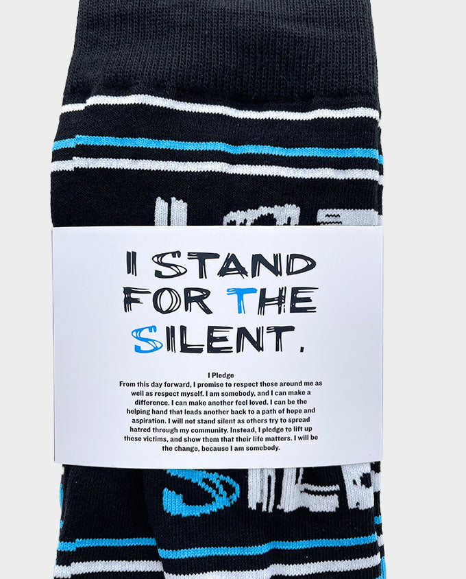 "I Stand for the Silent" crew striped sock image 2