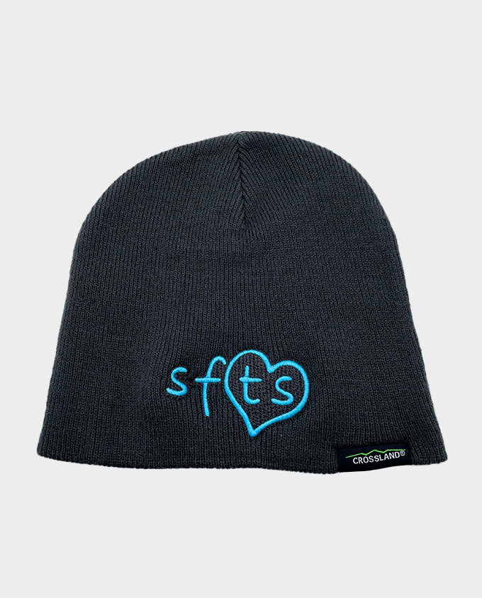 Grey beanie with solid blue SFTS logo image 0