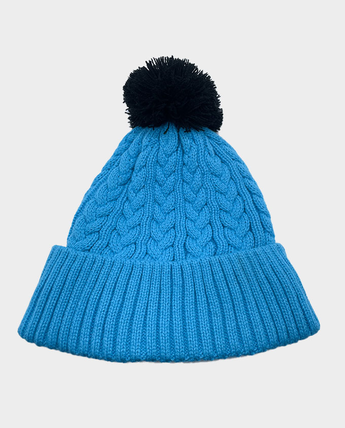 Cable knit pom beanie image 1