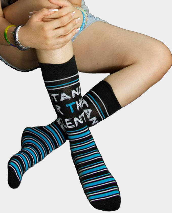 "I Stand for the Silent" Crew Striped Sock