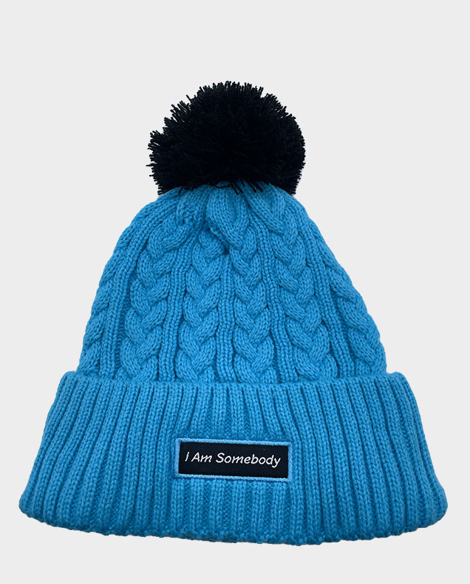 Cable knit pom beanie image 0