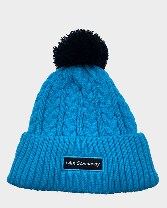 Cable knit pom beanie image 0