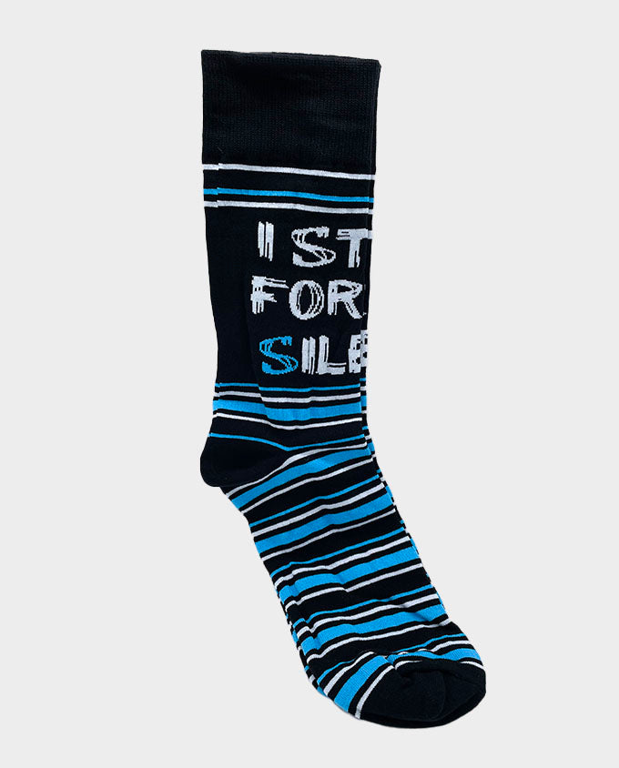 "I Stand for the Silent" Crew Striped Sock